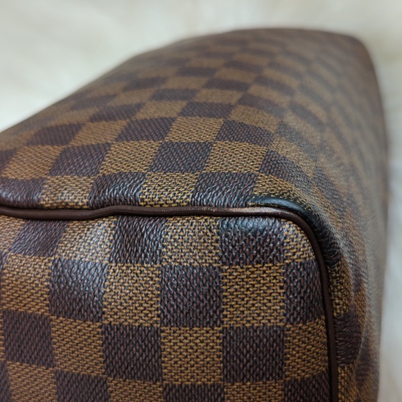 Louis Vuitton Speedy 30 Damier Ebene Canvas Handbag Brown Checkered Pattern - Picture 8 of 17